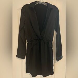 PrettyLittleThing long sleeve black mini dress